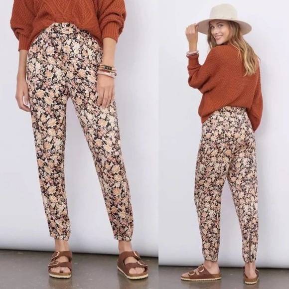 ANTHROPOLOGIE Diandra Floral Pleated Joggers Trousers {3F51} - Picture 1 of 5